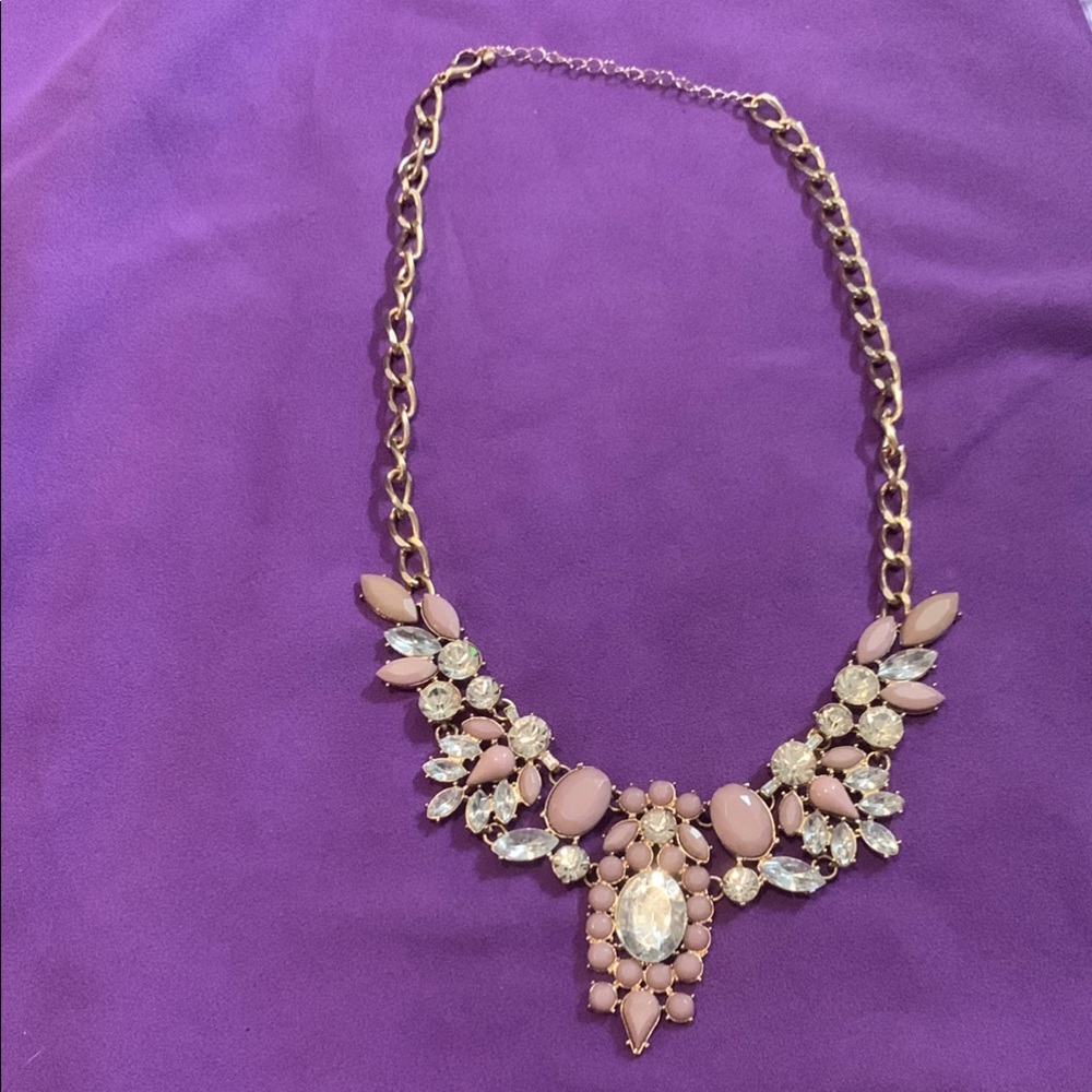 Pink Rhinestone statement piece Necklace - Picture 1 of 3